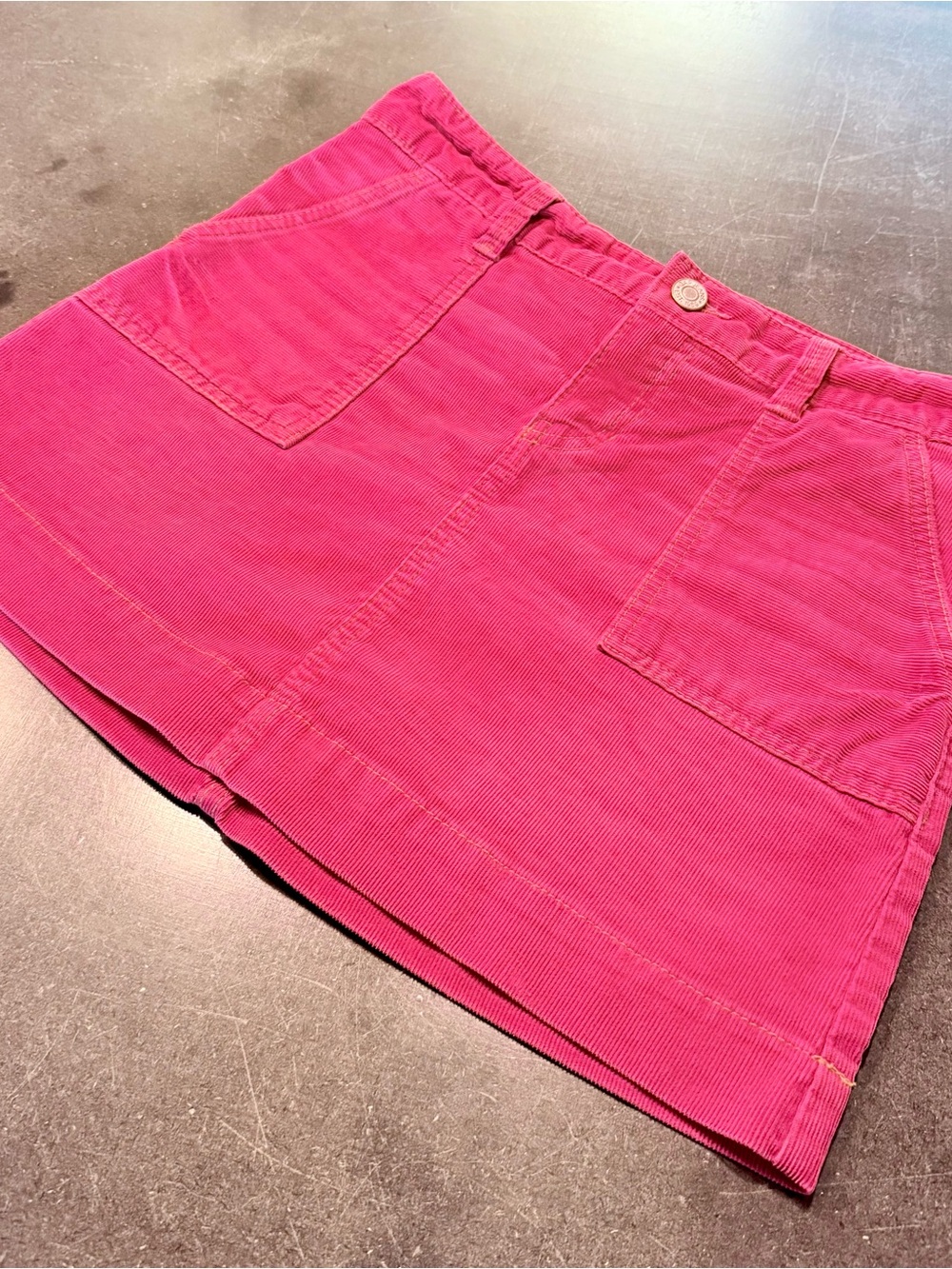 GAP Vintage Wash Red Corduroy Mini Skirt with Front Pockets